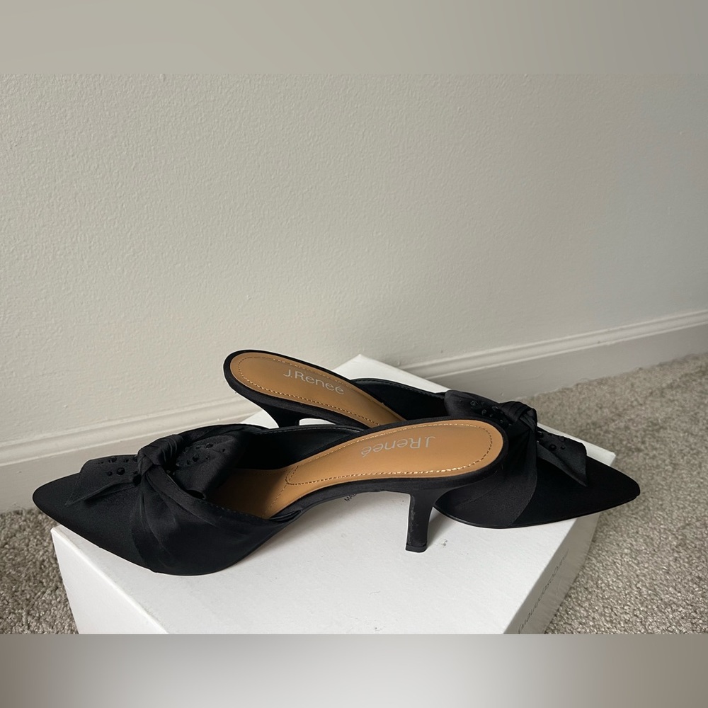 J.Renee MIANNA Pointed Toe Mule Women's Black Bow Size 11 - Picture 6 of 9